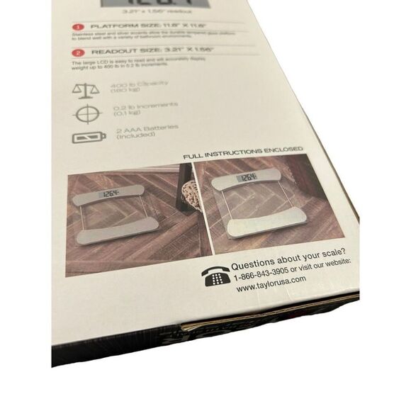 Taylor Smart Digital Body Scale Tempered Glass Platform 400 lb Capacity - Picture 5 of 5